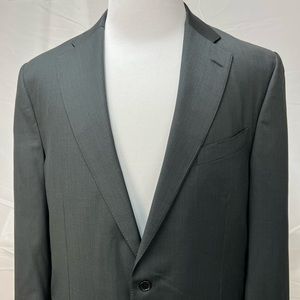 Men's Trussini Charcoal Gray Plaid 2-Button 48L  Blazer Jacket Sport Coat